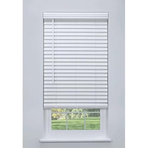 40 1/2 W x 36 H White Cordless 2" Faux Wood Blind | Flush Inside Mount, No Valance Side Pieces/Returns Included (Arrives ½ Inch Narrower)