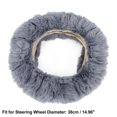 thumbnail image 2 of Unique Bargains Universal Winter Warm Faux Fur Car Steering Wheel Cover with Handbrake Cover Gear Shift Cover Set Gray, 2 of 5