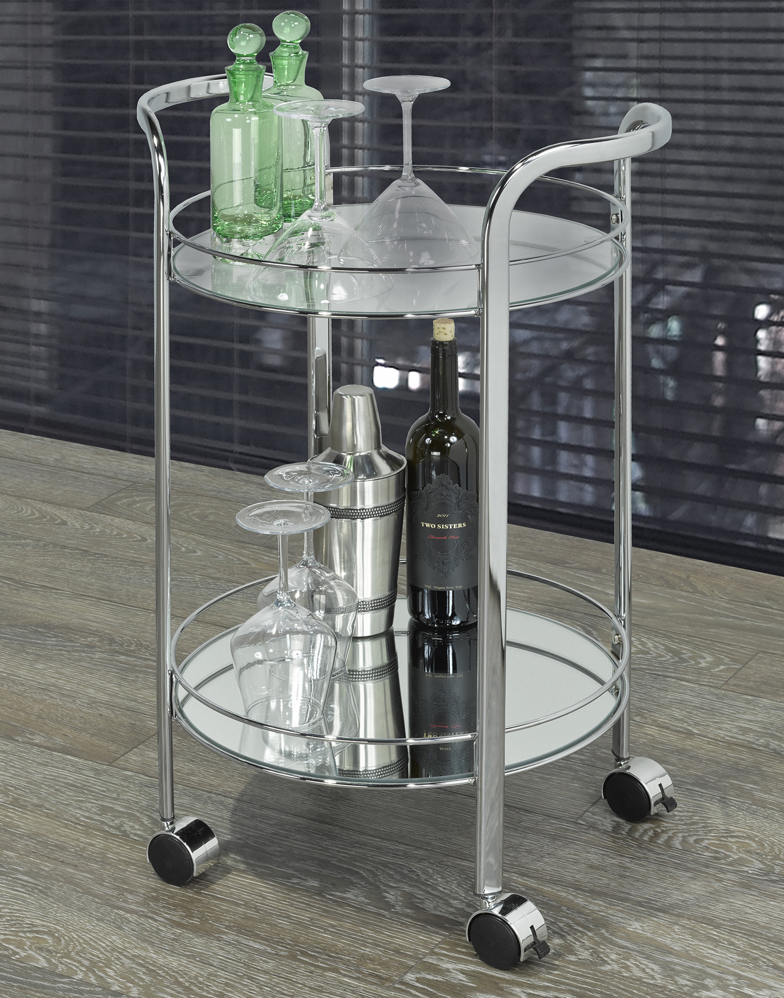 2 Tier Glass/Chrome Bar Cart