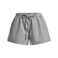 thumbnail image 4 of Audhol Lounge Shorts for Women! Striped Shorts for Women High Waisted Beach Casual Drawstring Pull on Elastic Waist Summer Shorts with Pockets Sleep Shorts Women Black L, 4 of 4
