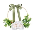 thumbnail image 2 of Corona floral de flores artificiales de seda con aro redondo para fiesta de cumpleaños Blanco, 2 of 9