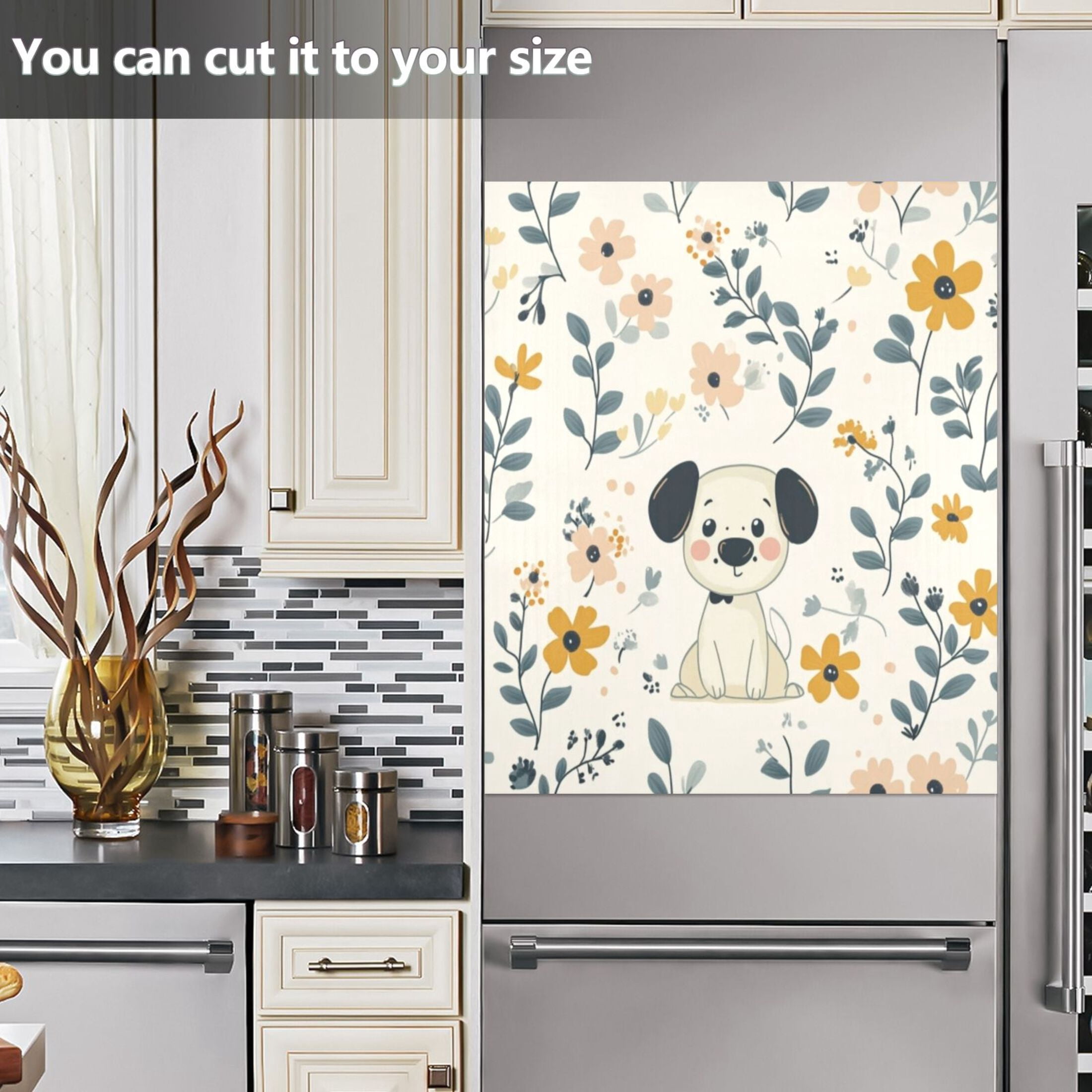 Dishwasher Magnetic Sticker 23x26 Inch Refrigerator Magnetic Sticker Washing Machine Magnetic Sticker Kitchen Panel Magnetic Sticker Home Decor Cartoon Cute White Dog