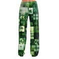 thumbnail image 3 of Fgvctg Womens St. Patrick's Day Pajamas Comfy Shamrock Clover Print Wide Leg Pajamas Sleepwear High Waisted Pjs Pants Stretch Spring Drawstring Lounge Pants Dark Green 3XL, 3 of 5