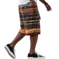 thumbnail image 2 of Men Block Gradient Print Corduroy Cargo Shorts Drawstring Elastic Waist Multi Pockets Knee Length Casual Shorts For Summer Outdoor Hiking Camping Vacation, 2 of 6