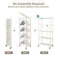 thumbnail image 5 of COOKCOK 5-Tier Storage Shelving Unit, Folding Bookshelf, Metal Shelf 27.9"x13.4"x62.5, Foldable Storage Shelf with Wheels, Garage Shelf, Kitchen Shelf, No Assemble Require, White, 5 of 7