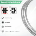 thumbnail image 2 of Uxcell 5-Pack Candado de Seguridad con Cable, 3FT 5mm Recubierto de Acero Inoxidable, Cable de Equipaje Resistente a Cortes de Acero Trenzado [Transparente], 2 of 6