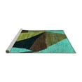 thumbnail image 2 of Ahgly Company Machine Washable Indoor Rectangle Oriental Turquoise Blue Modern Area Rugs, 6' x 9', 2 of 4