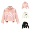 thumbnail image 2 of Qingpeng Toddler Girls Cotton Turtleneck Base Layer Top Kids Fall Winter Heart Print Long Sleeves Warm Pullover Clothes, 2 of 3