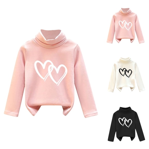 Rvasteizo Girls Turtleneck Pullover Fall Winter Long Sleeve Print Fleece Sweatshirts ,6T