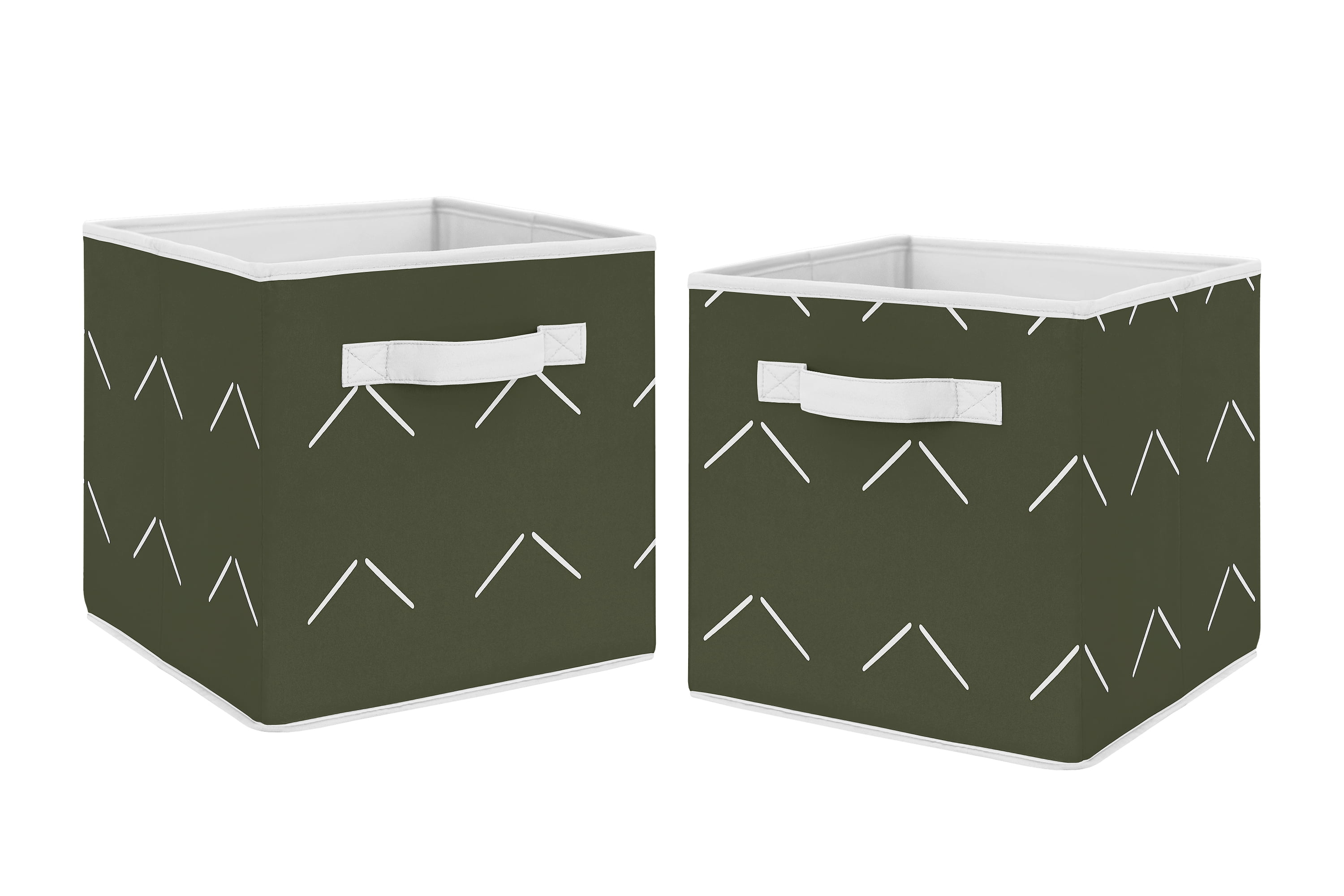 Woodland Arrow Green and White Fabric Storage Bins (Set of 2) by Sweet