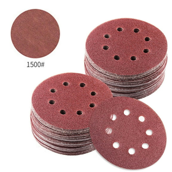 RyhamPaper 50PCS 5 Inch 8 Holes Sanding Discs 1500 Grit Sandpaper Sander Round Sand Paper