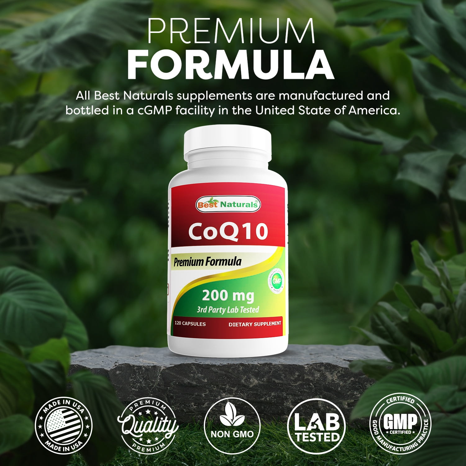 (2 pack) Best Naturals CoQ10 200 mg Promotes Cardiovascular Health Heart Health - 120 Capsules