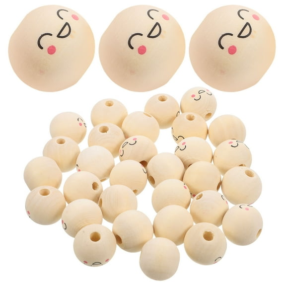 WHAMVOX Wooden Smile Face Beads for DIY Jewelry Making Crafts Light Yellow Color Versatile Use 50pcs
