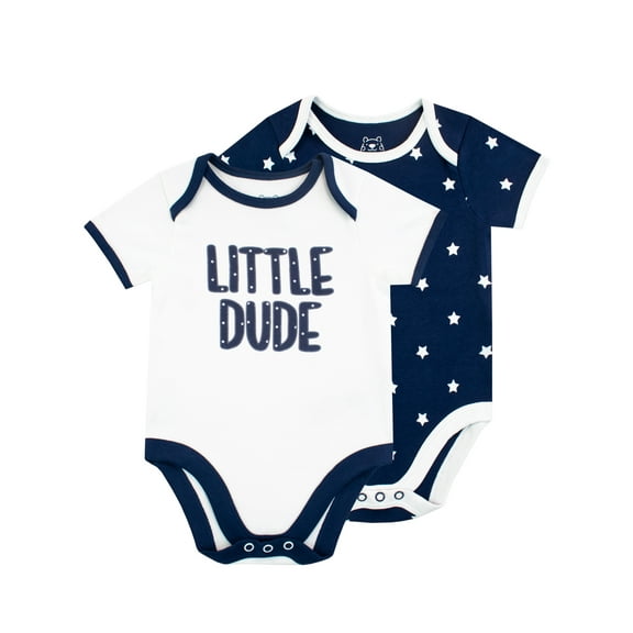 Harry Bear Baby Little Dude Short Sleeve Bodysuit 2-Pack Sizes 3-18 Months