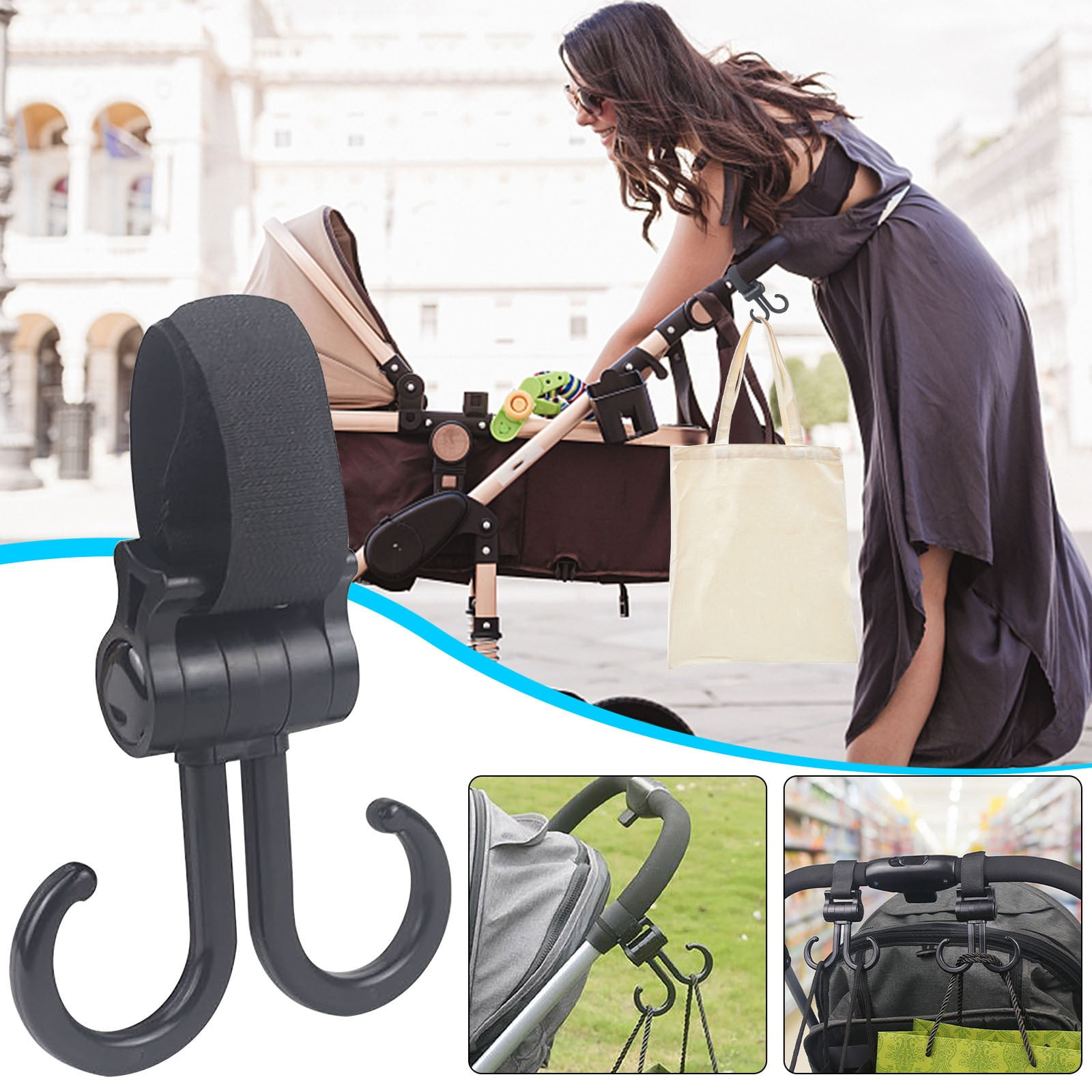 PBnJ Baby - Clip'n Go : 2 Super Crochets Pour Poussette, Super Pratiques Et Extra Larges !