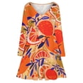 thumbnail image 3 of Fresh Citrus Orange Long Sleeve Dresses For Women Vintage Elegant Party Dress Oversized V-neck Dress S-8XL, 3 of 7
