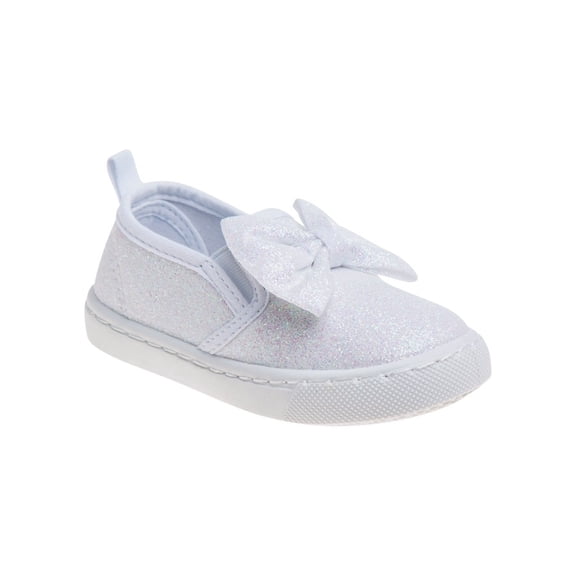 Laura Ashley Toddler Girls Slip On Sneakers, White Glitter, Size: 5