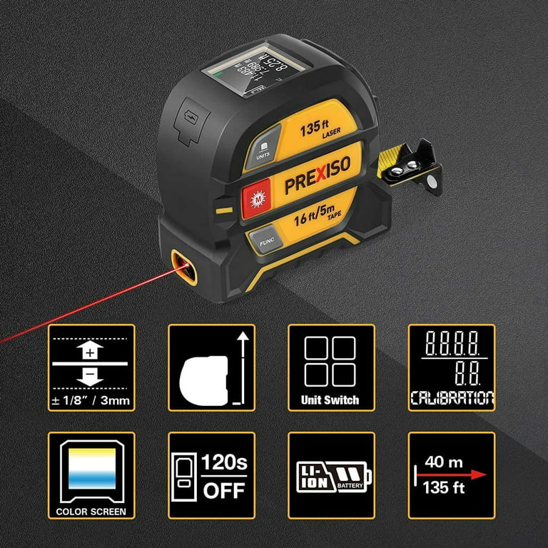  PREXISO Dual Laser Measure- 230Ft Rechargeable Laser  Measurement Tool Ft/Ft+in/in/M Multiple Units, Laser Distance Meter  Multifunctional Device for Fast, Accuracy : Tools & Home Improvement