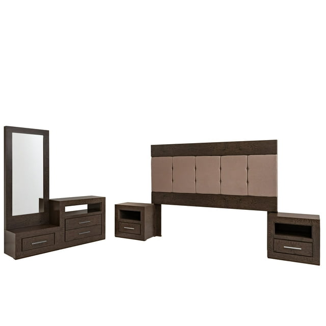 Recamara Kessa Muebles Isabela King Size 5 Piezas Café