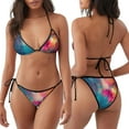 thumbnail image 3 of Lsque Colorful Lightbulb Abstract Pattern Women Two Piece Swimsuit Sexy Swimwear Halter String Triangle Bikini Sets, 3 of 6