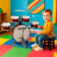 thumbnail image 2 of Bateria Musical Infantil Juguete Niños 7 Piezas Banco Bombo Little Monkey, 2 of 7