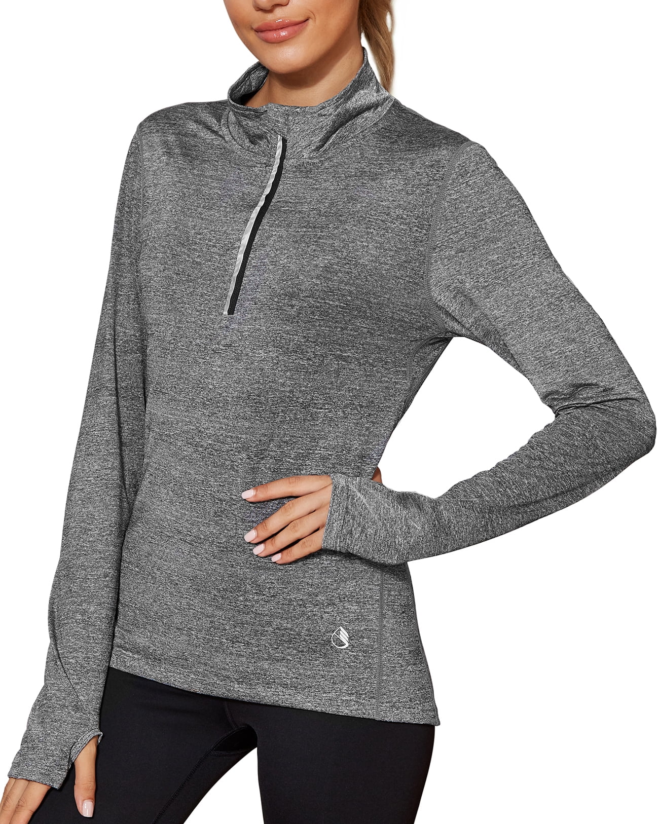 icyzone Quarter Zip Running Tops Long Sleeve Shirts for women
