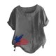 thumbnail image 4 of Mujeres Día de la Independencia Manga corta Casual Cuello redondo Impreso Botón suelto Túnica Camisa Blusa Tops Pompotops hkajfhjk467067, 4 of 5