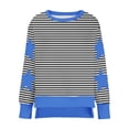 thumbnail image 4 of Timegard Womens Crewneck Sweatshirts Striped Long Sleeve Side Split Pullover Fall Casual Loose Tops, 4 of 6