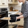 thumbnail image 4 of ADDHAT 1Par Guantes Térmicos De Cocina Doble Para Con Silicona Antideslizante Color Negro, 4 of 7