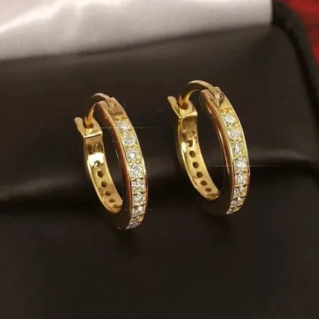 1.40 Ct Round CZ Diamond Huggie Hoop Earrings, 14K Yellow Gold Plated Sterling Silver