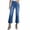 Blue, variant on High Rise Slimming Jeans Washed Straight Leg Stretch Denim Pants Solid Color Elastic Waistband Button Zip Casual Trousers with Pockets