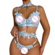 thumbnail image 2 of Gibobby Lencería mujer erótica Conjunto de ropa interior de encaje para mujer, conjunto de ropa interior y ropa interior de encaje con correa(Azul, G), 2 of 5