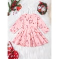 thumbnail image 3 of Liacowi Toddler Girls Sweet Princess Dress Long Sleeve Candy Cane Print Dress for Christm Party, 3 of 8