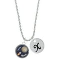 thumbnail image 1 of Delight Jewelry Silvertone Domed To the Moon Rocket Silvertone Script Initial Disc - X - Charm Necklace, 20"+3", 1 of 1