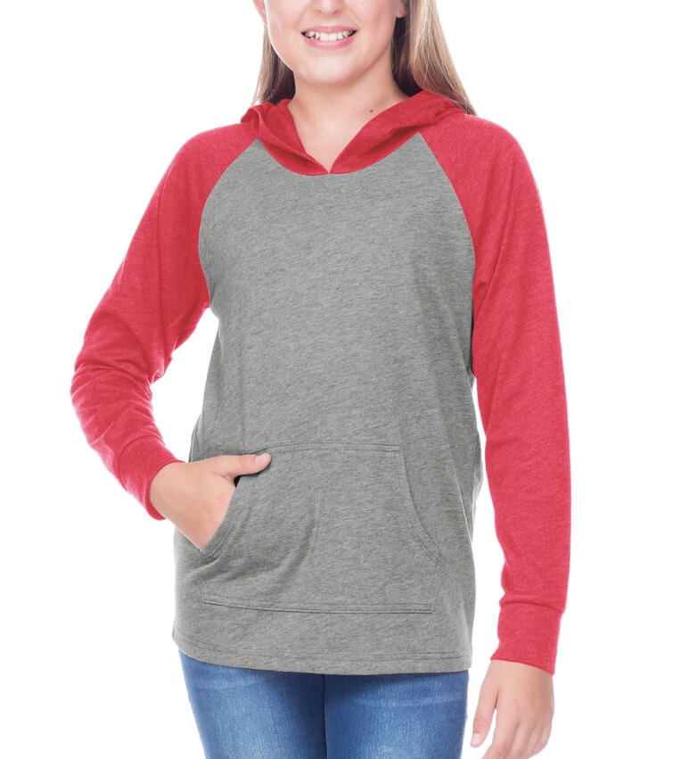 Kavio - Kavio Youth Jersey Contrast Raglan Long Sleeve Hooded Top w. Pouch - Walmart.com 