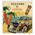 thumbnail image 3 of 1960S Decor Welcome To Hawaii Retro American Pop Art Print With Aged Car Palms Tribal Mask And Surfboards, Bathroom Accessories, 69W X 84L Inches Extra Long, By Ambesonne, 3 of 3