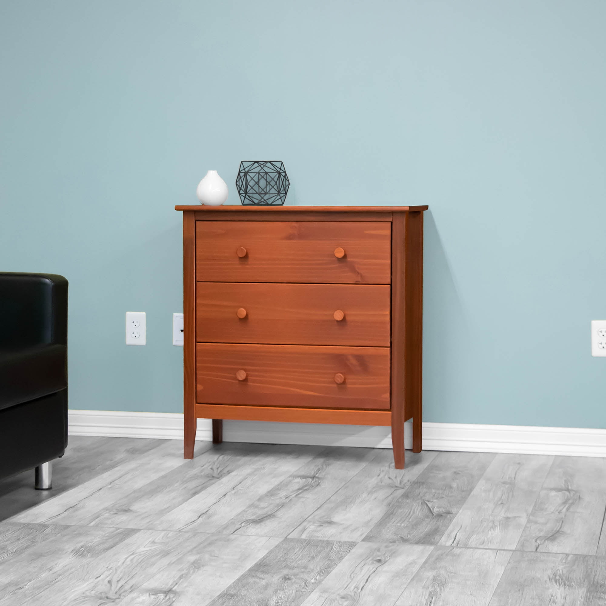 Easy Pieces Solid Pine Three Drawer Chest Pecan Walmart Com Walmart Com