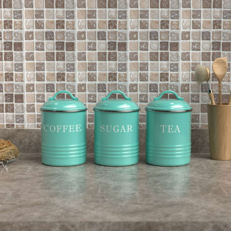 Barnyard Designs Kitchen Canister Set, Ceramic Canisters with Lid,  Decorative Coffee, Sugar, Tea, Storage Containers for Kitchen Counter,  Rustic Farmhouse Decor, Grey, Set of 3