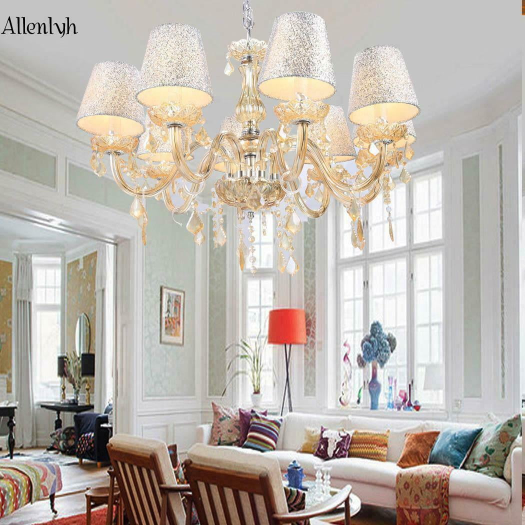 Luxury Chandelier Style Ceiling Light Shade Droplet Pendant Acrylic Crystal Lamp 