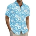 thumbnail image 3 of Yteetum Men's Short Sleeve Shirts Floral Print Hawaiian T Shirt Casual Button Down Short Sleeve Lapel Beach Summer T-Shirts, 3 of 7
