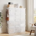 thumbnail image 2 of 12-Cube Modular Shoe Storage Cabinet with Doors – Stackable, Expandable Organizer – Durable Plastic/PVC, Dustproof, Space-Saving Shoe Rack – White, 2 of 8