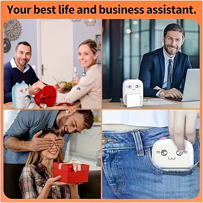 5 Rolls Of Paper Sold Separately, Cute Meow Portable High-definition Mini Printer - USB Charging, Ink Free Thermal Printing, Monochrome Photo And Label Machine, Perfect Choice for Homework And Notes