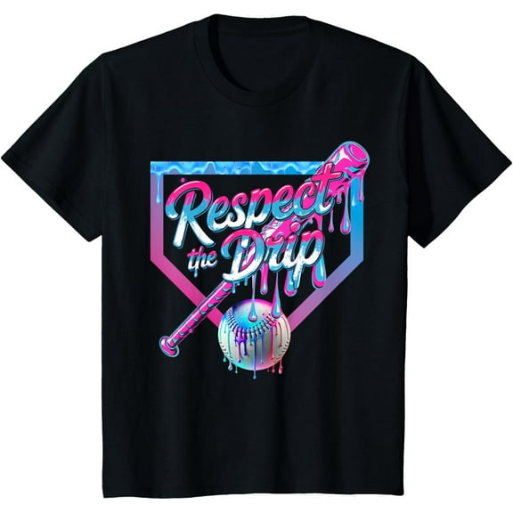 Baseball Drip For Boys Ice Cream Drip Youth Boys Baseball T-Shirt