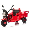 thumbnail image 5 of 12V Kids Ride On 3 Wheel Dump Truck Trike with LED Lights, Music, Anti Slip Wheels, Cargo Bed & Long Battery Life, Electric Cargo Ride on Toy for Boys & Girls Ages 3-7, Red, 5 of 11