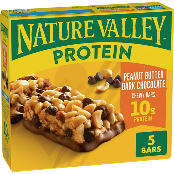 Nature Valley Protein Granola Bars, Peanut Butter Dark Chocolate, 5 Bars, 7.1 OZ pack of 2