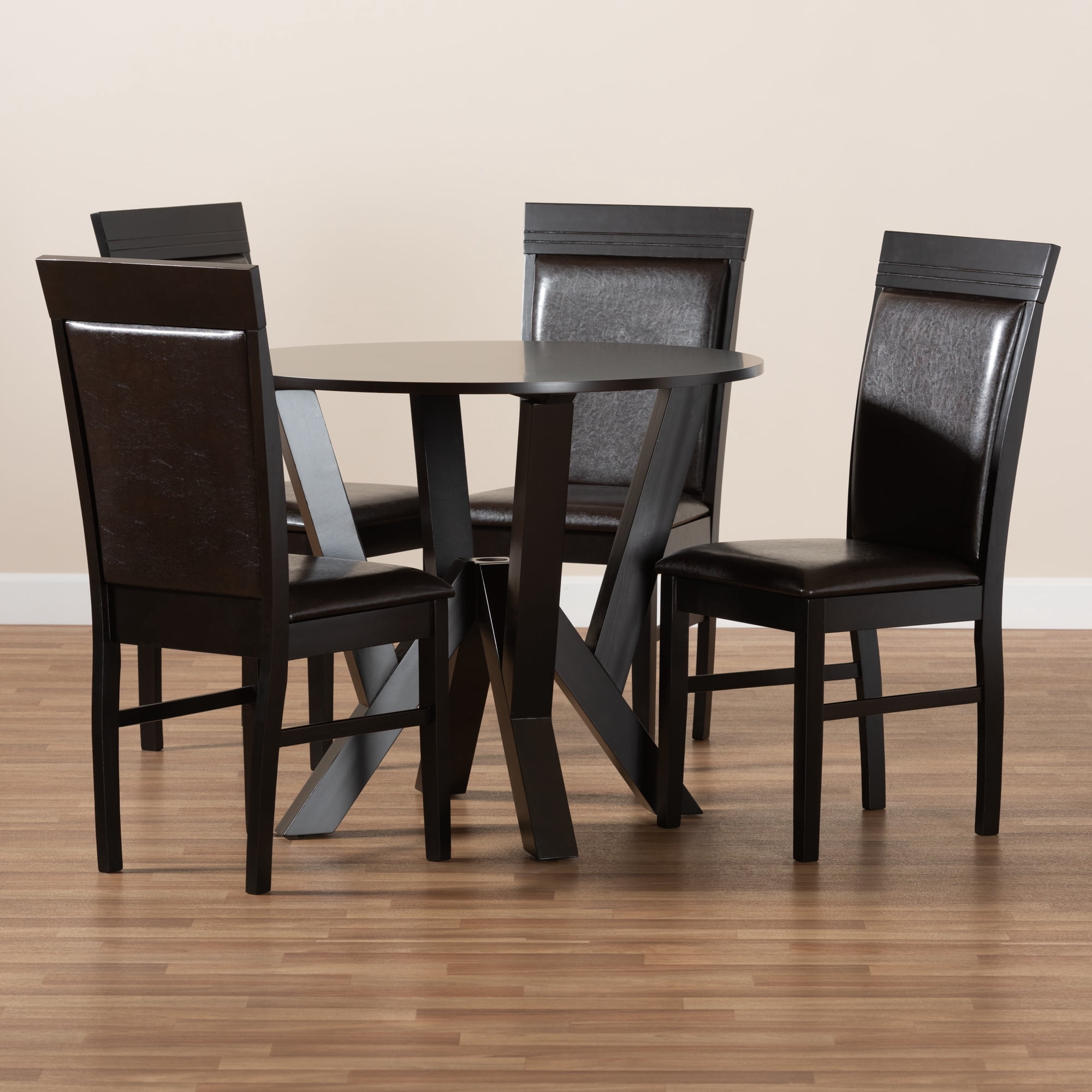 Baxton Studio Nada Modern Dining Set, Espresso Brown