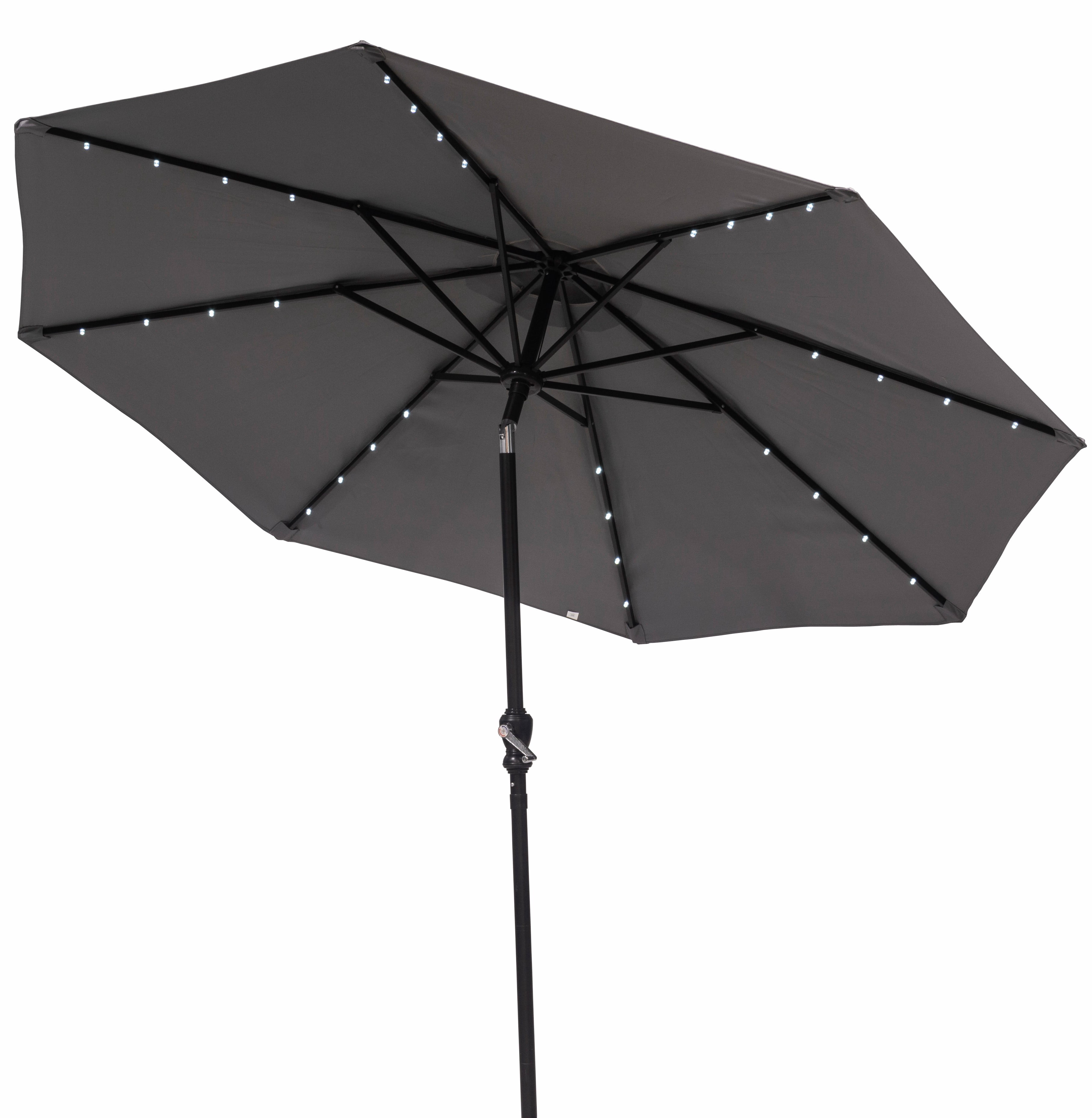 Donglin 93.5" Gray Octagon Market and Lighted Patio Umbrella with Solar Lights