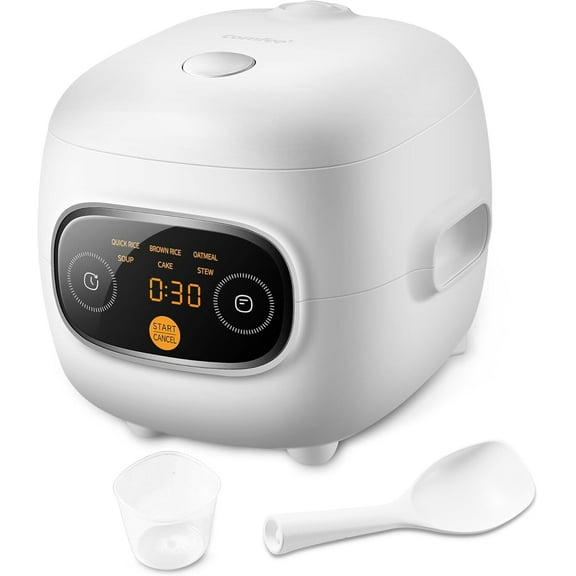 Compact Rice Cooker 8 Cups Cooked/4 Cups Uncooked, 9-in-1 Multi Cooker, Fast Rice Maker, Steam, Brown Rice, Grains, Fuzzy Logic Technology,