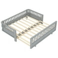 thumbnail image 5 of Newest Convertible Twin to Double Twin Size Platform Bed with Guardrails, Modern Solid Wood Frame, Grey, 5 of 18