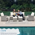 thumbnail image 2 of 6 Pieces Outdoor Patio Furniture Set, All-Weather Wicker Outdoor Sectional Conversation Dining Set with Ottoman,Gray Wicker&Beige Cushions, 2 of 7